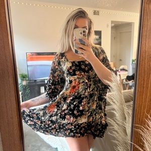 Floral black dress, very boho